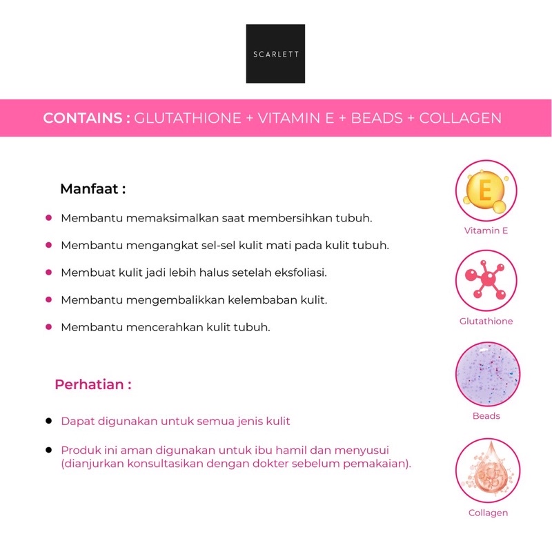 SCARLETT Whitening Shower Scrub Charming | Freshy | Jolly Shower Scrub 300ml - Sabun Mandi Cair BPOM