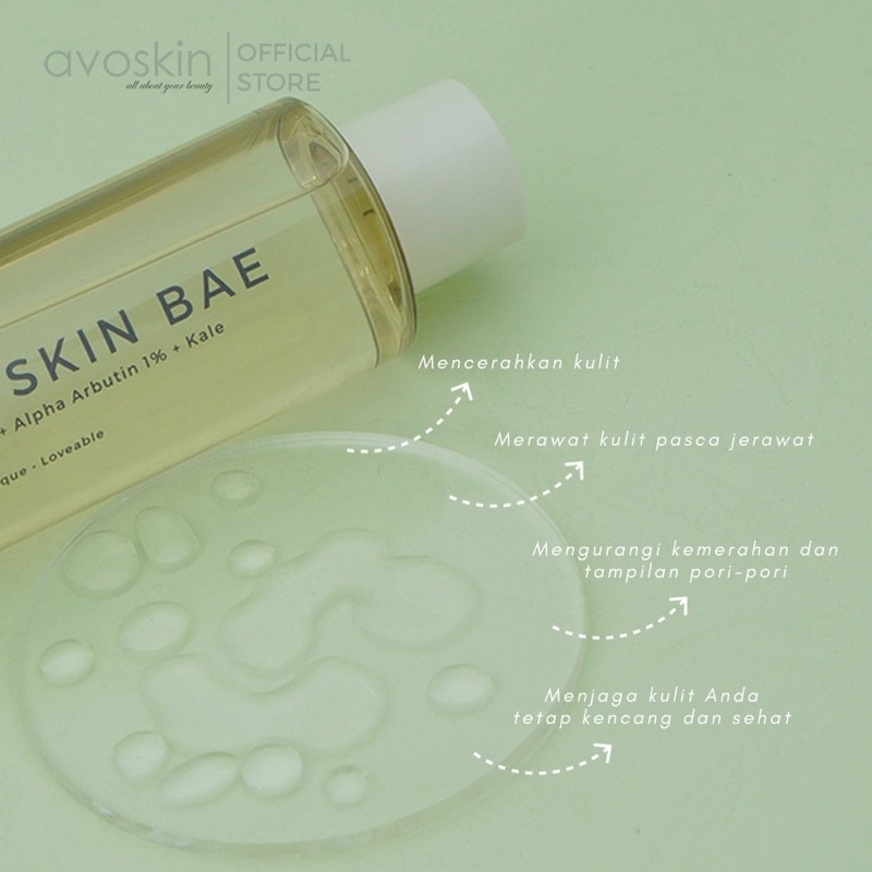 AVOSKIN Your Skin Bae TONER Niacinamide 7% + Alpha Arbutin 1% + Kale 100ml BPOM