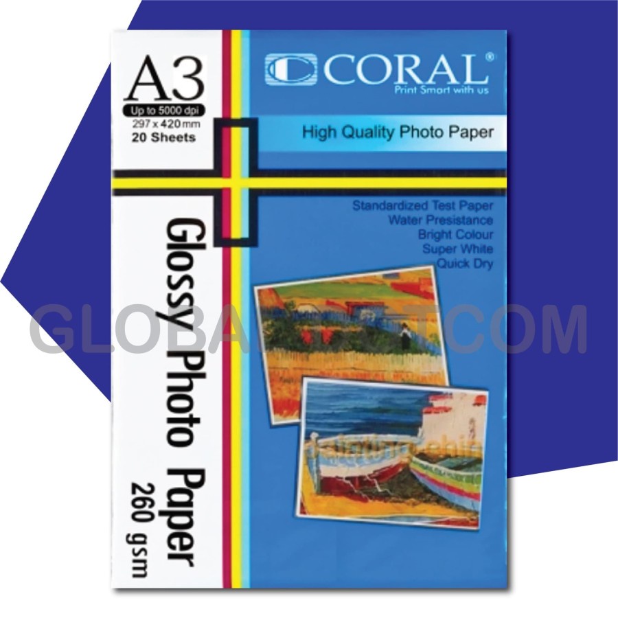CORAL GLOSSY PHOTO PAPER A3 260 GSM