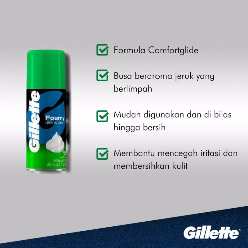 Gillette Shaving Foam Krim Alat Cukur Lemon Lime 175g Shaving Cream