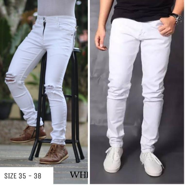 Ramayana Celana jeans putih pria jumbo simple slimfit jeans premium original big size S-5XL 27-42 ce