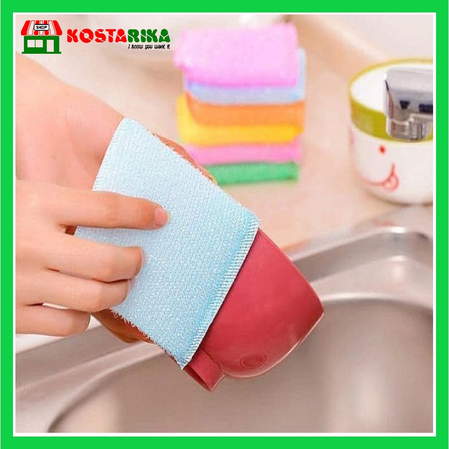 KOSTARIKA Spon Busa Cuci Piring Panci GOOD WIFE Serbaguna Set 5 Pcs Warna Campur Spons Cuci Piring Sponge Busa Dapur