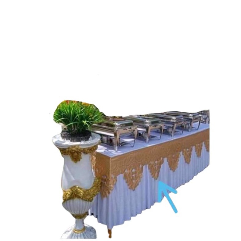 Poni Dekorasi Pernikahan | pinggiran meja prasmanan catering 3sama 4 Meter GOLD dan SILVER
