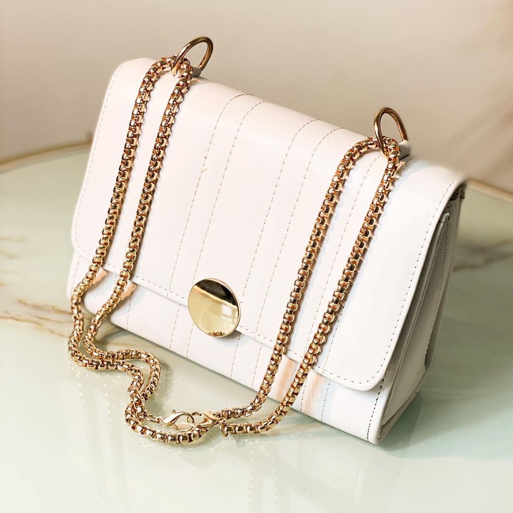 AMELBAGHOME - TAS SELEMPANG WANITA KOIN PUFF KUNCI BULAT TAS FASHION WANITA MURAH PREMIUM BAMBO PIN GOLD SLING BAG HAND BAG TAS WANITA SIMPLE