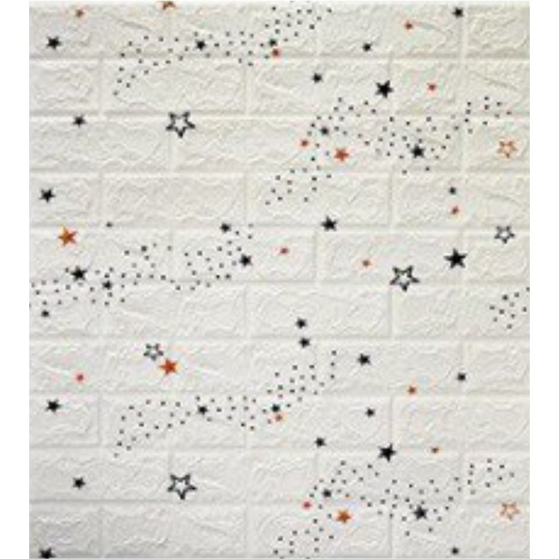 FAYES Wallpaper Dinding Foam 3D 70 x 39 CM Motif Unik Waterproof / walpaper dinding U96 / U137 / U138 / U139-U139 STAR WHITE