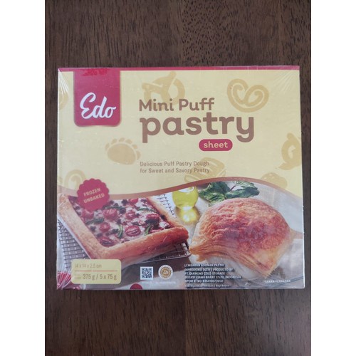 EDO Mini Puff Pastry Sheet Frozen Beku 375Gr