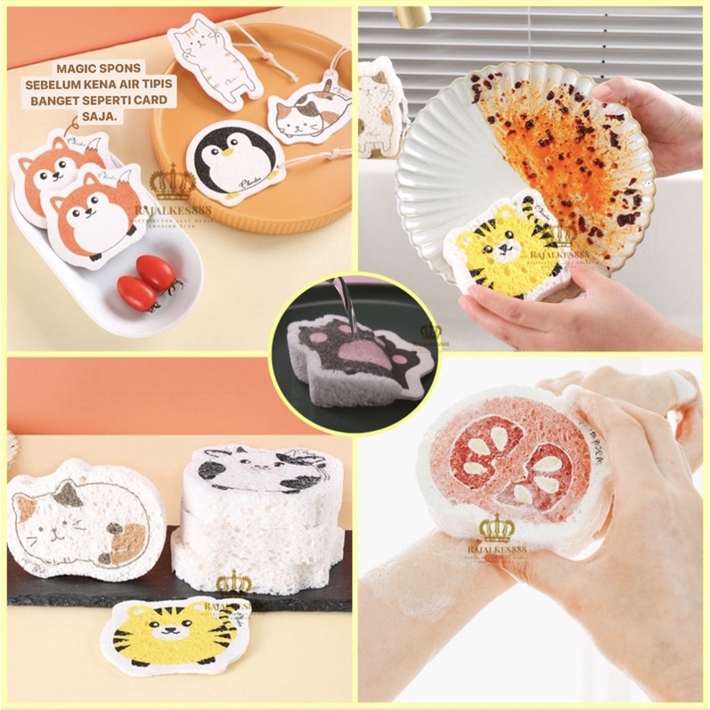 Spon Cuci Piring Tebal Motif Aneka Buah Buahan Fruit/ Cute Animal Sponge Spon Unik/ Spons Ajaib