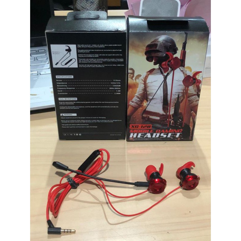 HEADSET  GAMING EARPHONE GAMING UNTUK MOBILE LEGEND PUBG DENGAN MIKROFON SUARA MUSIK XG 120