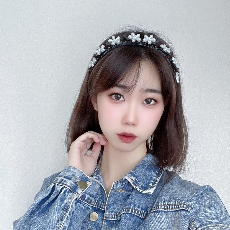 Bandana Model Kepang Motif Bunga Gaya Korea Untuk Wanita