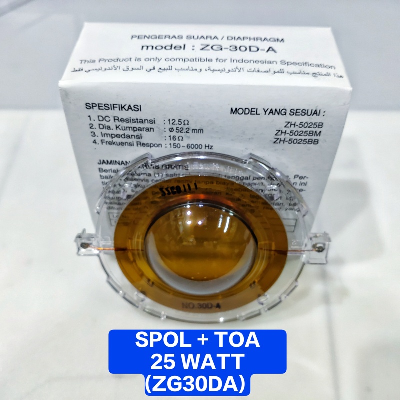Spol TOA 25W + Ring ZG30DA Spul 25 Watt ZG-30-DA Diapraghma Corong ORI
