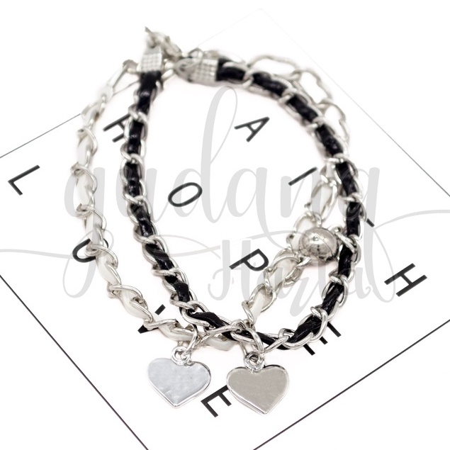 GEMEZZ Gelang BFF Couple Chain Star Heart Bangle Motif Kunci Bintang GG 205355