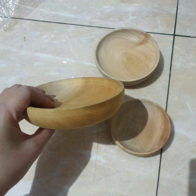 Cobek Kayu / Wadah Sambal / Tempat Sambal /saus /kecap /bumbu Dari Kayu Diameter 8cm, 10cm, 12cm