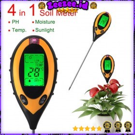 Alat Pengukur 4 in 1 Temperature &amp; Kelembaban Tanah Soil Moist PH Analyzer - TPH01803--YIERYI- Black