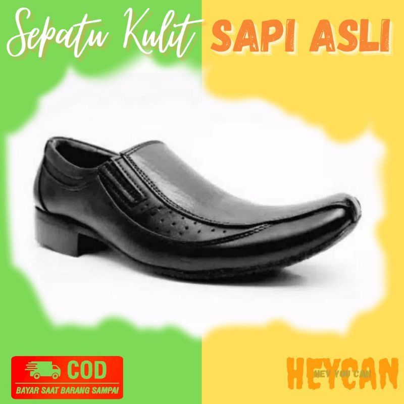 Sepatu Pantofel Formal Kerja Harian Kulit Sapi Asli Lacosta