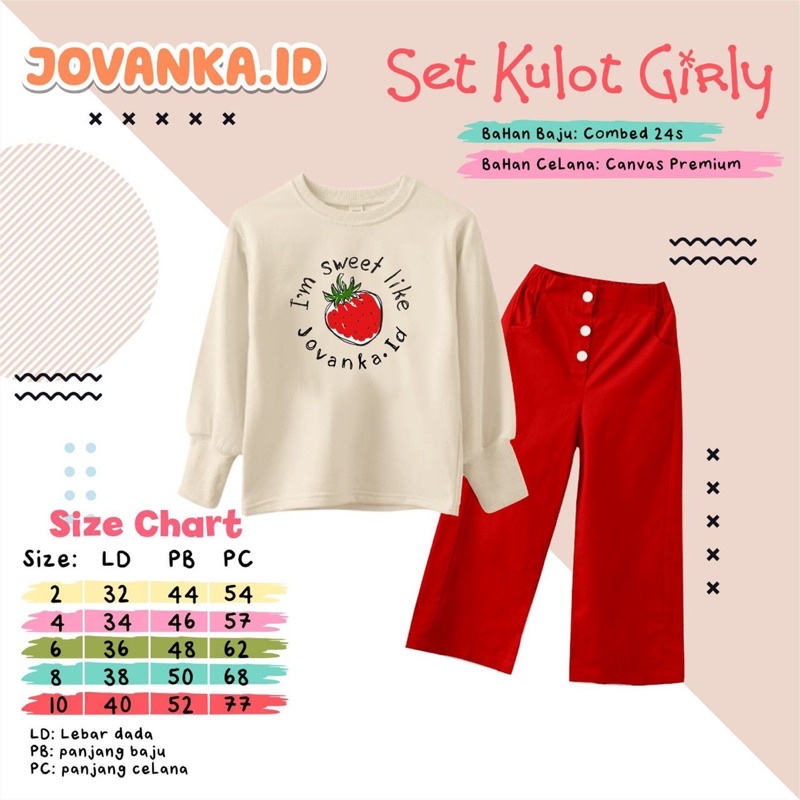 Setelan Anak Girly Set Kulot Jovanka