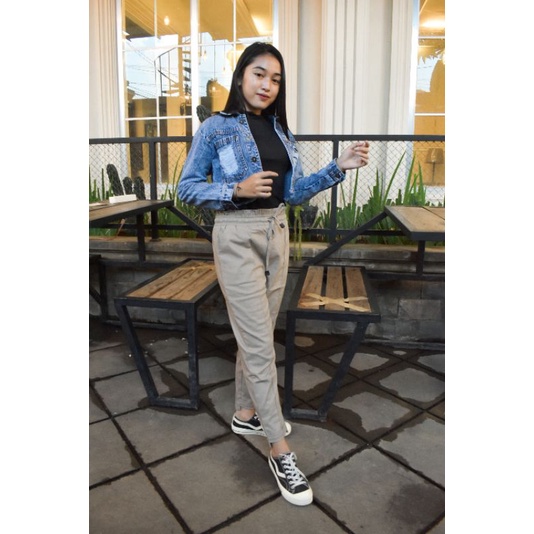 YAOSHI - Celana Panjang Wanita - Baggy Pants  Kasual Gaya Korea