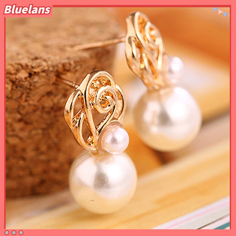 Bluelans Fashion Women Faux Pearl Ear Studs Earrings Wedding Party Bride Ear Jewelry