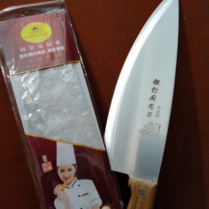 Pisau Dapur Panjang Premium Baja Titanium Mini Daging Z1H8 Garpu Import Golok Putih Original Gerigi 