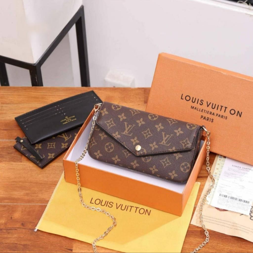 L Vuitton  Fellice Pochette 2581-1 (Free Box+Invoice +DustBag+Bubblewrap)