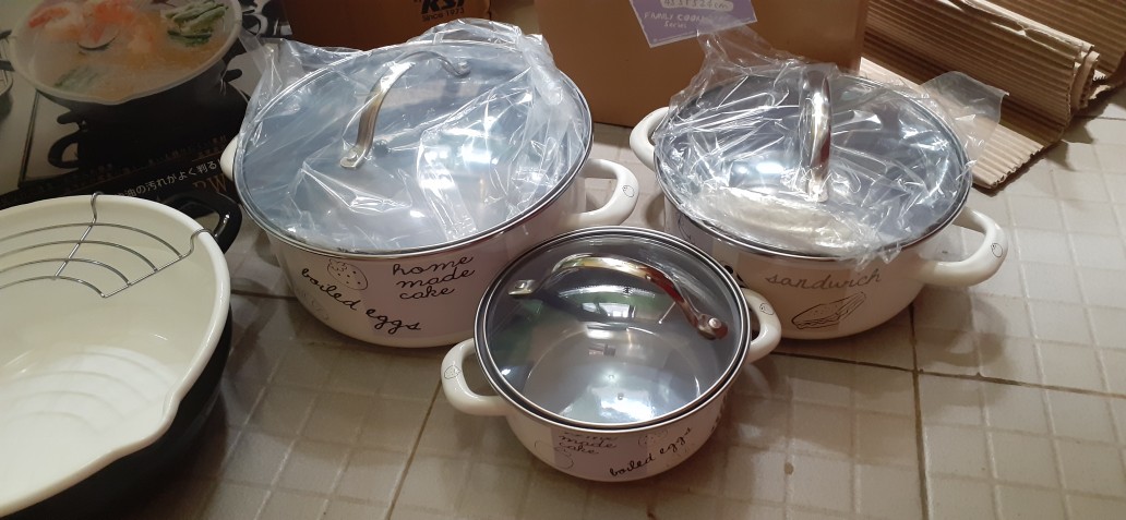 Panci Masak Enamel Trio Combo (3 Pcs Panci)