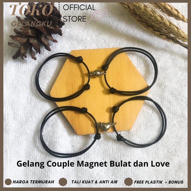 (2 Gelang) Gelang Polos Magnet tanpa inisial / Gelang waterproof / Gelang Couple Bareng Pacar dan Sahabat Simple Murah ala Vintage Hits Kenikian