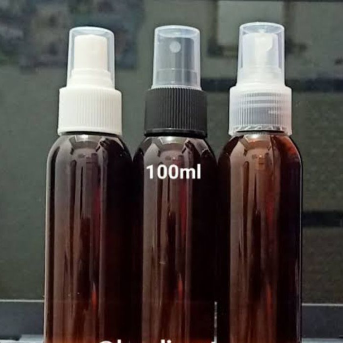 Botol coklat Plastik 100 ml Tutup Spray