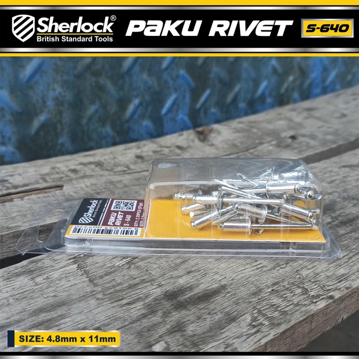 Paku Rivet Sherlock S - 640 size 4.8 mm x 11 mm ( isi +/- 25 pcs )