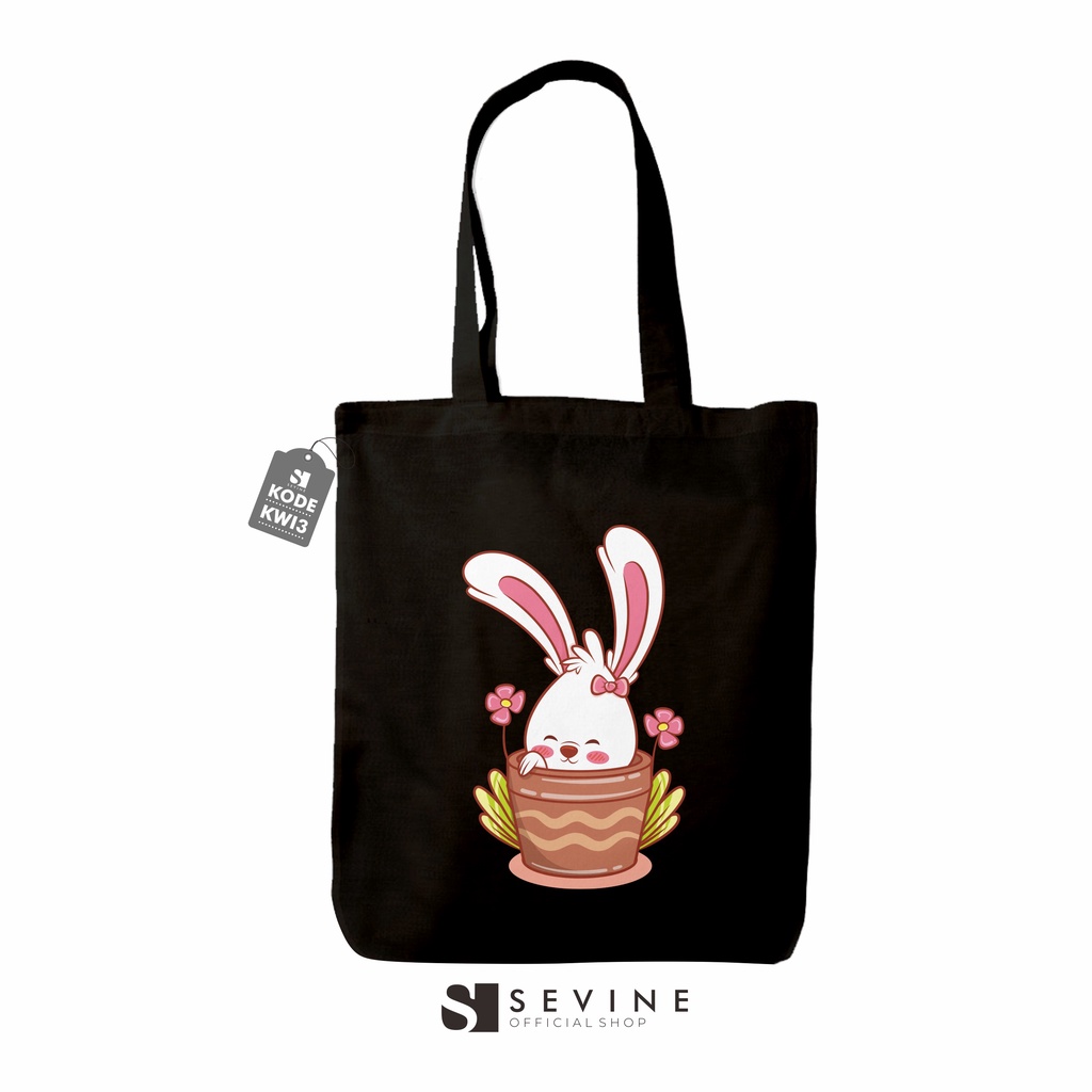 Sevine Tas Wanita Totebag Tote Bag Resleting Kawai Black Series Hitam - KWI3