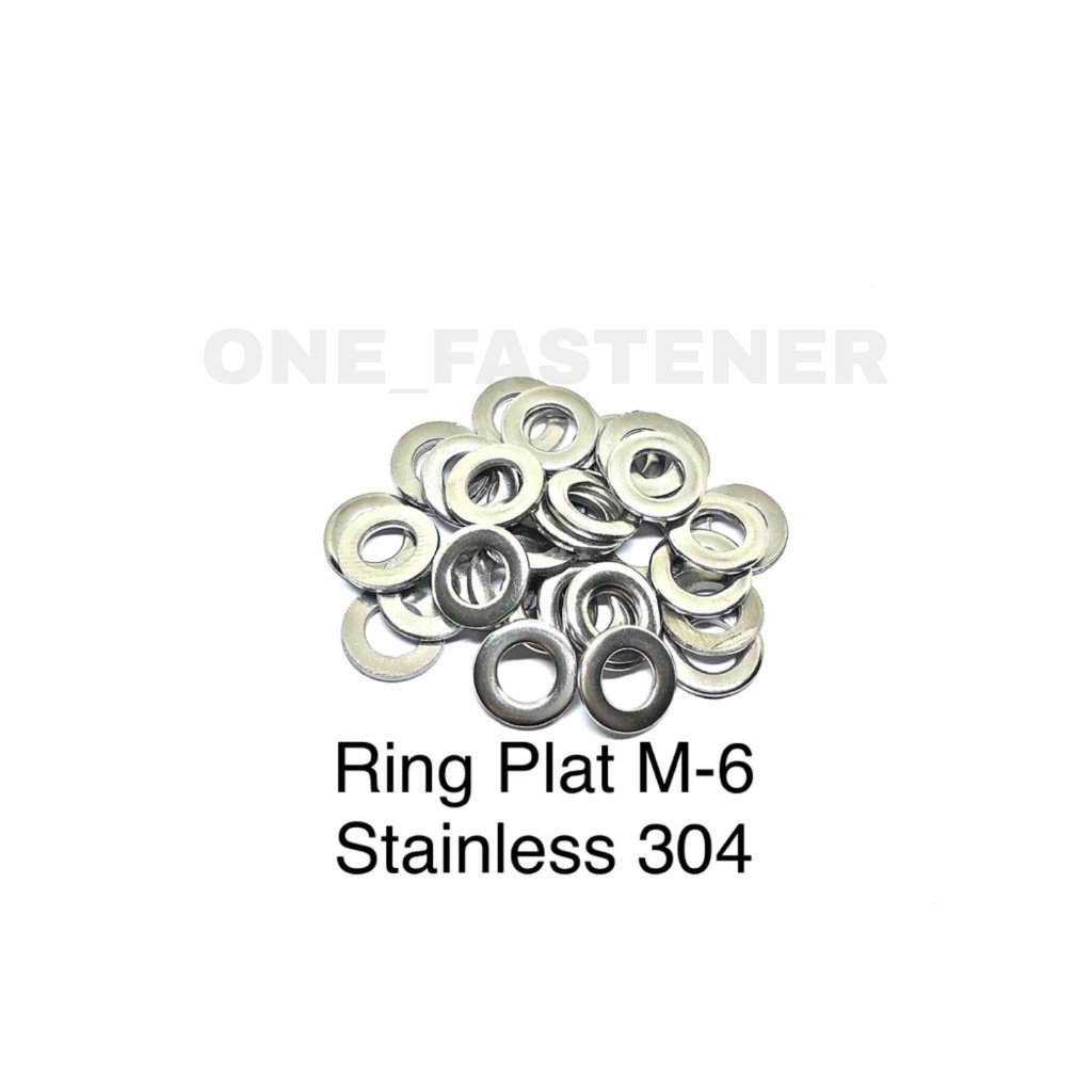 100 pcs Ring Plat M6 Stainless Steel 304 6mm 6mili Anti Karat food grade baut 10