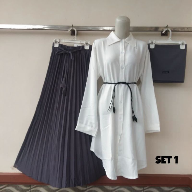 3 IN 1 REALPICK TUNIK FISA+ROK PLISKIT+HIJAB SAUDI KUALITAS ORIGINAL RIZQI COLLECTION