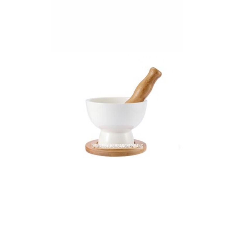 Ceramic Pestle & Mortar/ Ulekan keramik putih