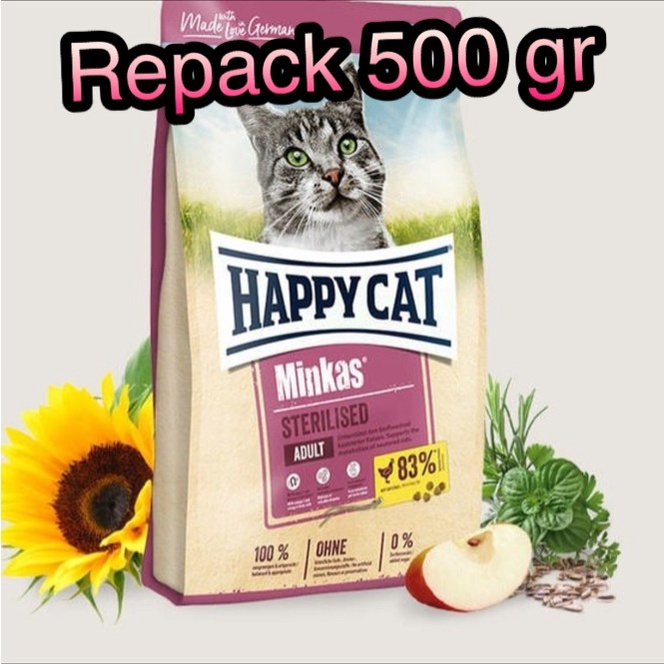 Happy Cat Minkas Sterilised REPACK 500 gram Makanan Kucing Sterilized