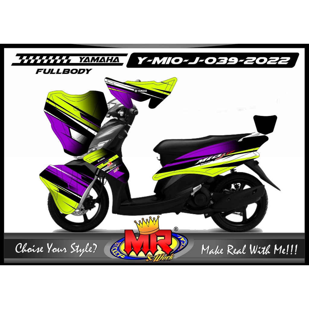 Stiker Racing Sporty Decal Motor Yamaha Mio J FullBody Desain Bebas