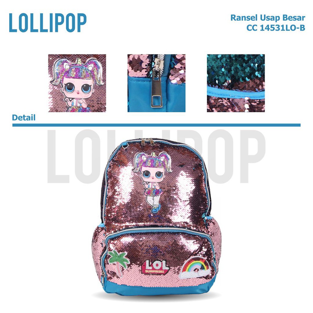 [KLIKTAS] Tas ransel anak perempuan manik usap SEQUIN LOL tas cewek SD TK