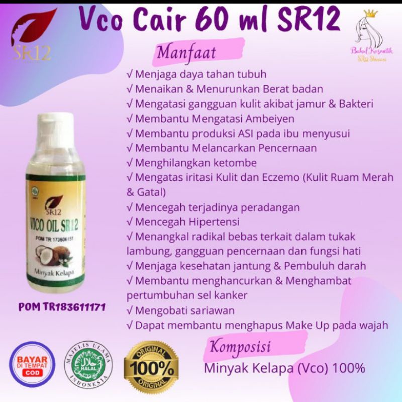 

VCO SR12/MINYAK KELAPA/UNTUK SEMUA KELUHAN PENYAKIT