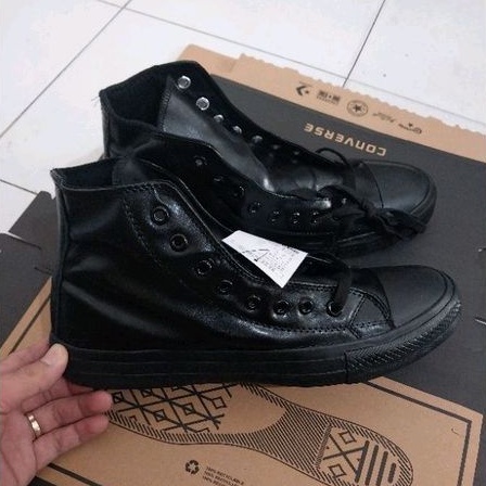 Sepatu ukuran 46 45 44 43 converse kulit tinggi hitam polos ukuran jumbo besar
