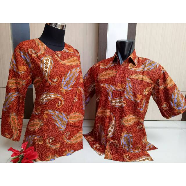 Batik couple sarimbit baju couple orange oren jambi sumatera sumatra