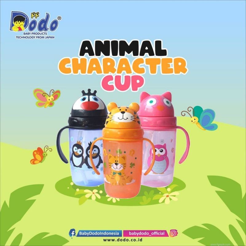 Animal Character Cup/ Botol Minum Anak sedotan Karakter BPA FREE 300ml