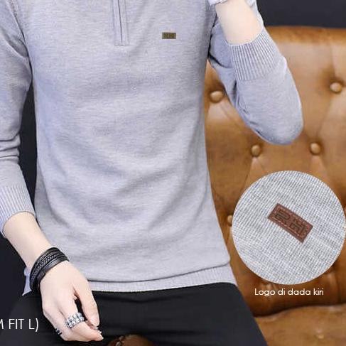 Baju rajut kerah tinggi zipper / Sweater turtleneck resleting RHcollections kerah tinggi zipper pria