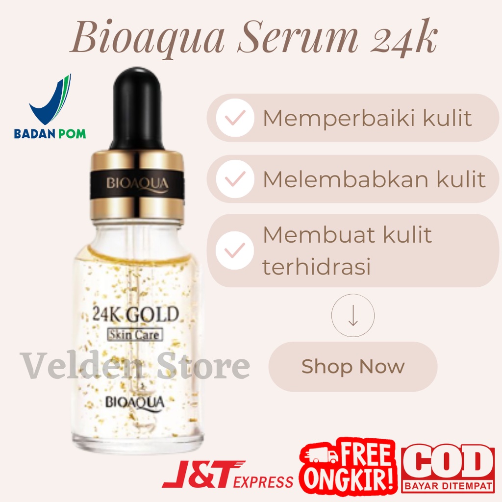 Bioaqua 24k Gold Skincare SERUM 30ml 50ml/ Serum Wajah / Skin Brightening Serum / Anti Aging Whitening / Memperbaiki Kulit Melembabkan Kulit Mendehidrasi Kulit Original BPOM 100%