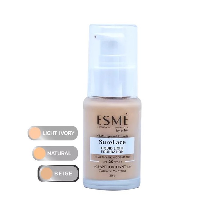 ⭐ BAGUS ⭐ ESME DF LIQUID FOUNDATION 30gr | Sureface Inmproved Formula Make Up