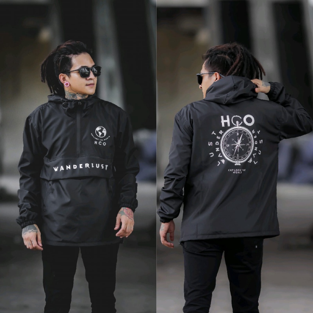 JAKET PRIA - JAKET PARASUT - JAKET CAGOULE HEDON COMPANY - JAKET CAGOULE SALVIO HEXIA - JAKET KANTONG - JAKET CAGOULE PRIA - JAKET PARASUT PRIA - JAKET MOTOR - JAKET GUNUNG - JAKET OUTDOOR - JACKET PRIA - JAKET COWOK - JAKET KEKINIAN - JAKET LAKI-LAKI-Hitam Compas Hedon