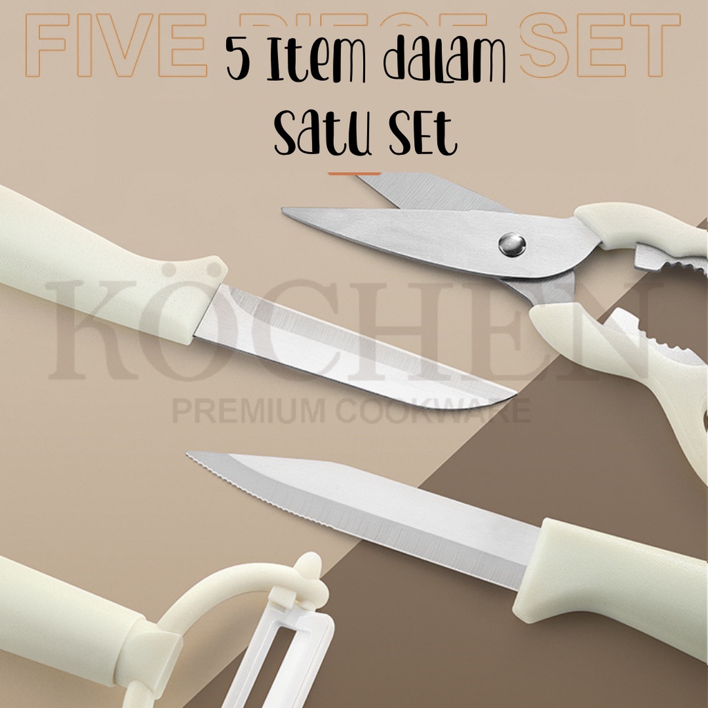 MYKOCHEN.INA Kitchen Gadget Tools Set 5in1 Gunting Peeler Pisau Perlengkapan Dapur Premium