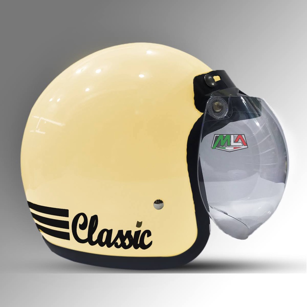 Helm Bogo Retro Dewasa Classic Untuk Pria Dan Wanita SNI Kaca datar  Kaca cembung Hitam Bening BISA COD Free Packing