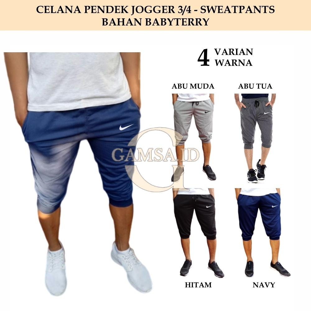 COD - CELANA JOGGER 3/4 PRIA WANITA JOGER PANTS SWEATPANTS CELANA BABYTERRY PENDEK OLAHRAGA SANTAI PANTAI TIDUR