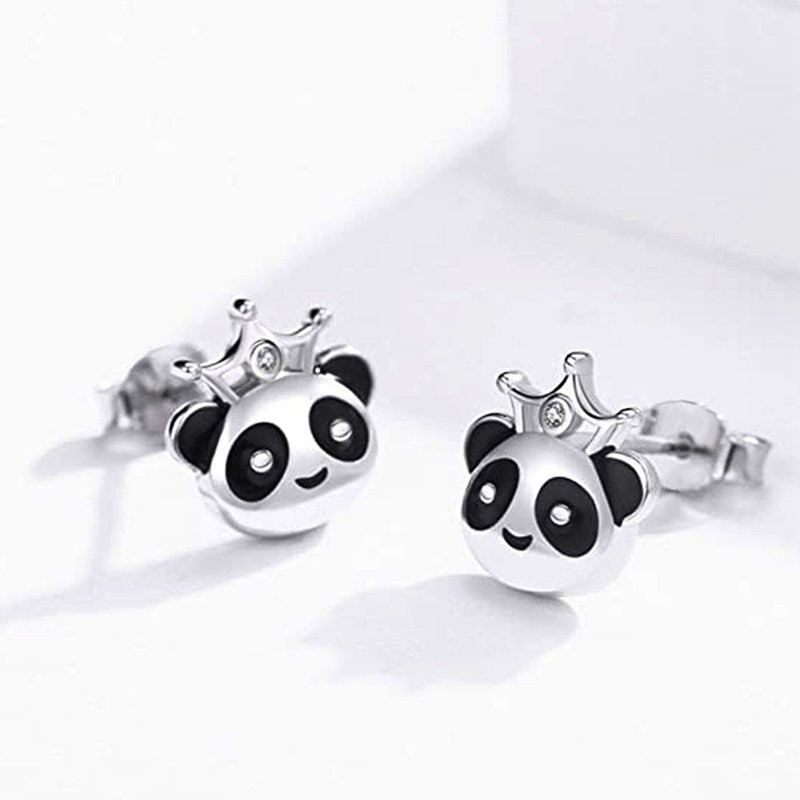 Fancyqube Anting Stud Bentuk Hewan Panda Bahan Alloy Untuk Wanita