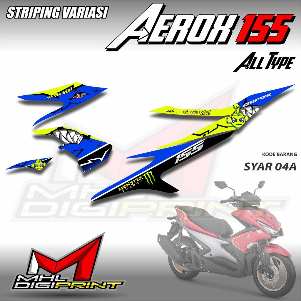 STRIPING VARIASI AEROX 155 ALL TYPE - STIKER AEROX 155 - SYAR 04