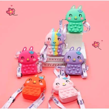 tas pop it selempang anak karakter binatang lucu