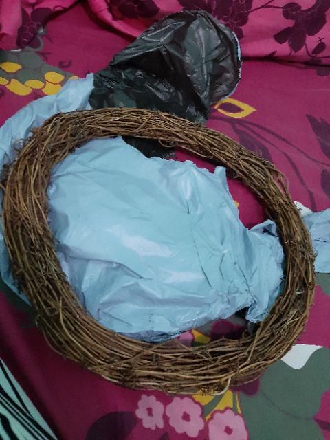 Ring Rotan Diy Wreath Flowers Bulat Kayu Shabby Chic Nordic