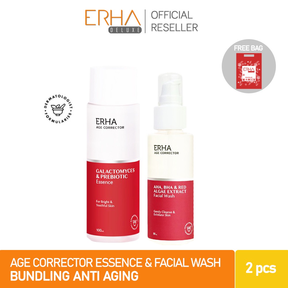 ERHA Paket Perawatan Age Corrector Facial Wash &amp; Essence Anti Aging